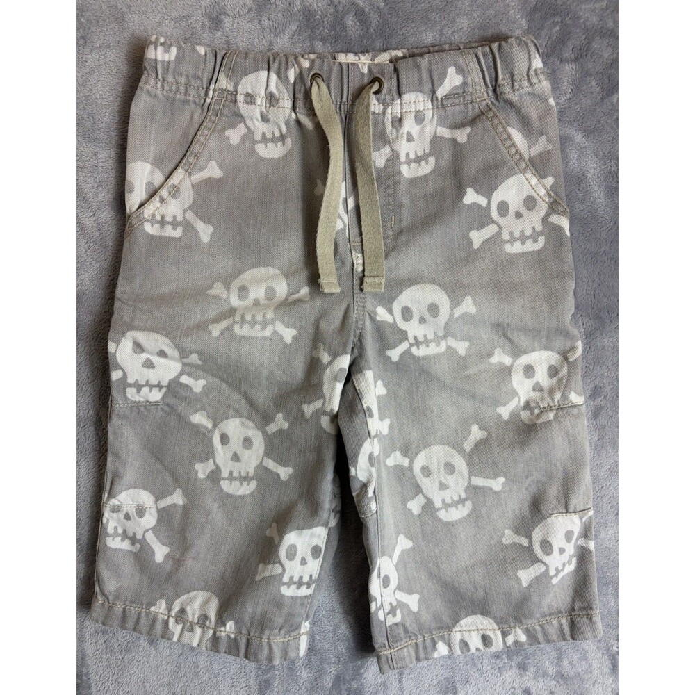 Mini Boden Skull Shorts Boys Size 7 Youth White Gray Inseam 11"